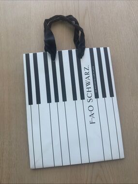 3/$20 FAO Schwarz Black & White Piano-Stripe shopping bag from New York Store